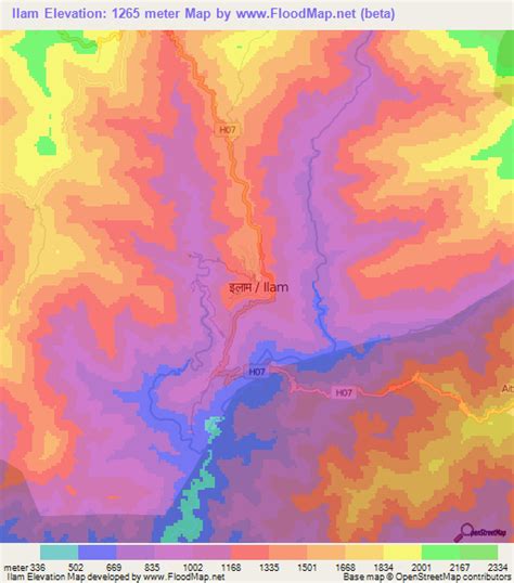 Elevation of Ilam,Nepal Elevation Map, Topography, Contour