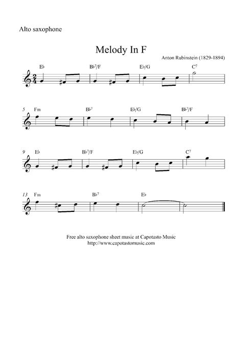 Free Printable Sheet Music: Free easy alto saxophone sheet music ...