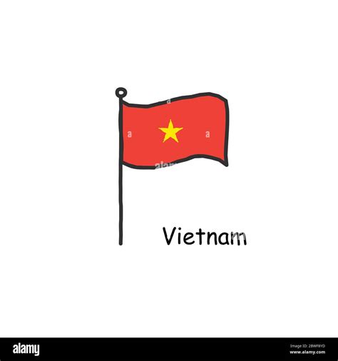 hand drawn sketchy Vietnam flag on the flag pole. Stock Vector ...