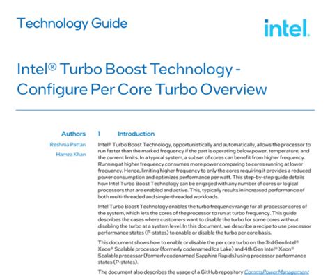 Intel® Turbo Boost Technology - Configure Per Core Turbo Overview Technology Guide