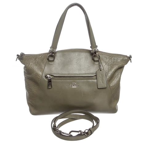 Coach Olive Green Leather Two-Way Handbag