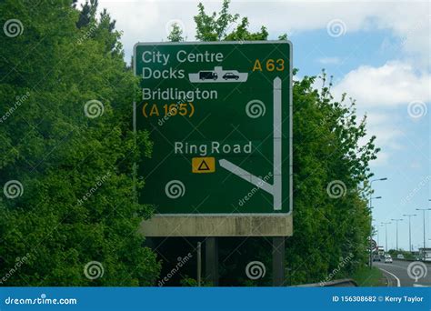 Road Sign Directing To Hull City Centre, Hull Ferry Terminal Docks and ...