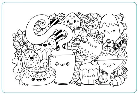 dibujos-comida-kawaii-para-colorear | Educación para Niños