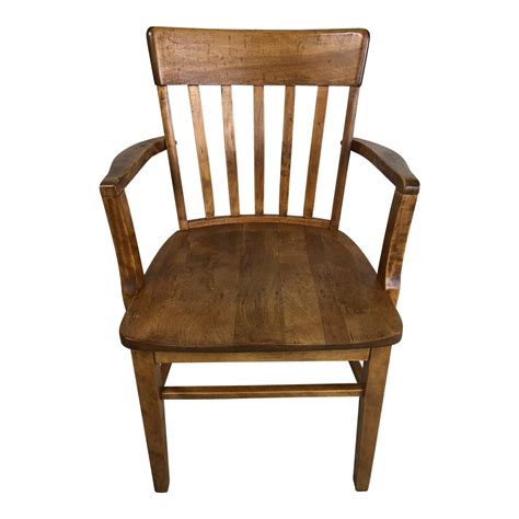 Vintage Maple Wood Desk Chair With Arms | Chairish