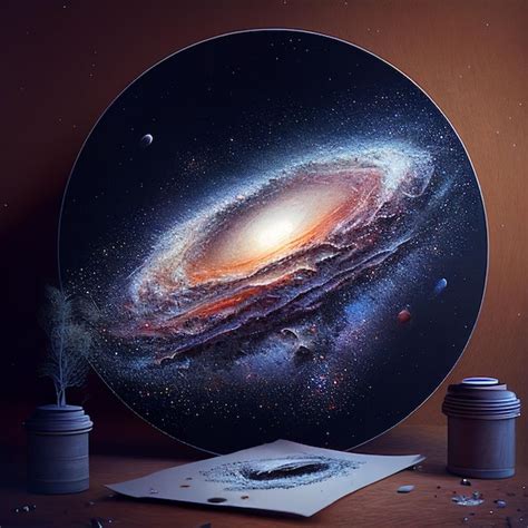 Premium AI Image | A painting of a galaxy with the sun and the moon in ...