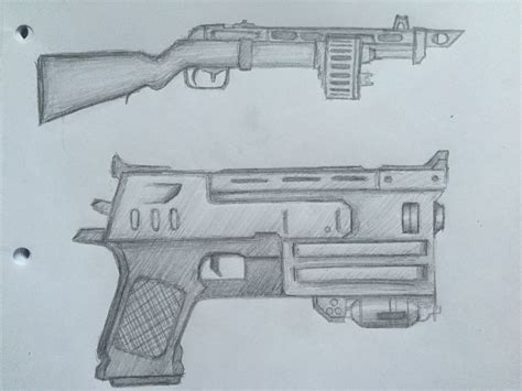 By GoldFinch :3 Guns, weapons, fallout 3, pencil, drawing, sketch ...