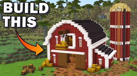 How to build a Minecraft Barn - Easy Red Barn House Tutorial - 1.19 Minecraft Wild Update ...