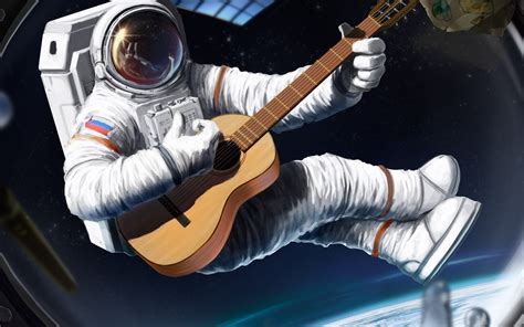 Space Cowboy [2560 x 1600] Guitar Painting, Moon Painting, Guitar Art ...