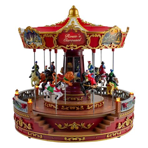 14" LED Lighted Carousel Revolving Christmas Decor with Music - Walmart.com - Walmart.com