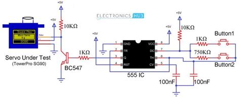 How to make a Simple Servo Motor Tester Circuit? | Electronic circuit projects, Circuit, Circuit ...