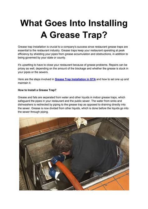 What Goes Into Installing A Grease Trap? by jpgreasetrapservices - Issuu