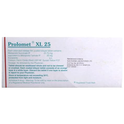 Prolomet XL 25 Tablet 10's | Check Price, Uses, Side Effects, Substitutes