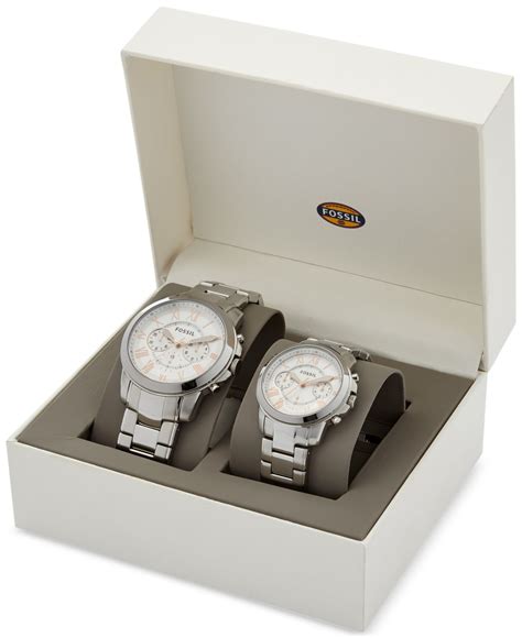 Lyst - Fossil Men's And Women's Chronograph Grant Stainless Steel Bracelet Watch His And Hers ...