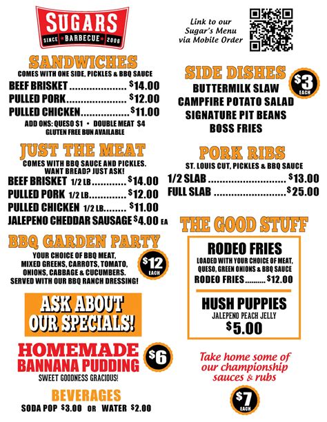 Sugars BBQ Food Truck Menu | Sugars Barbecue