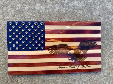 American Eagle Flag American Wooden Flagamerica Land of the - Etsy