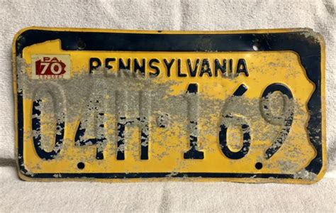 1960’S PENNSYLVANIA LICENSE Plate with 1970 Registration Sticker $6.00 ...