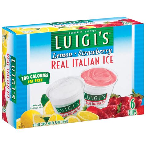 LUIGI'S Real Italian Ice-Lemon/Strawberry Variety Pack, 6 floz (Pack of ...