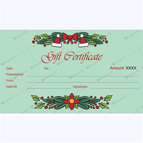 Christmas Gift Certificate Template 30 - Word Layouts | Christmas gift ...