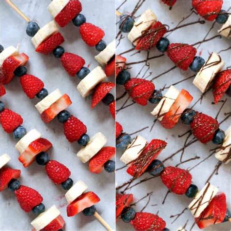 Chocolate Drizzled Fruit Kabobs | Hummusapien