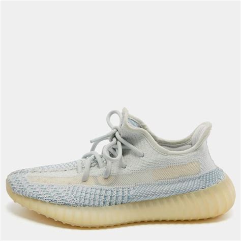 Yeezy x Adidas Blue/White Knit Fabric Boost 350 V2 Cloud White Sneakers ...