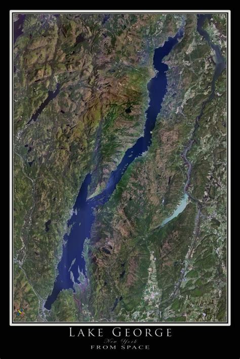 The Lake George New York Satellite Poster Map | Lake george, Map poster ...