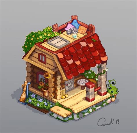 ArtStation - isometric house, Мария Соловьева | Indie game art, Isometric art, Pixel art