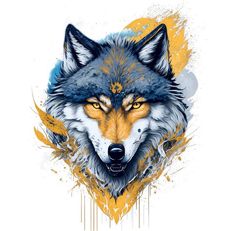 Wolf Face Design With Abstract Splash Color For T Shirt, Wolf Face, T Shirt Design, Angry Face ...