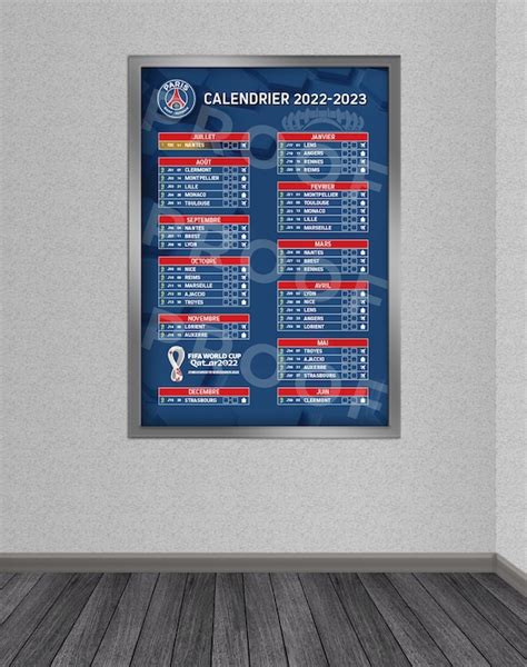 Calendrier PSG 2022-2023 Ligue 1 PDF Editable - Etsy New Zealand