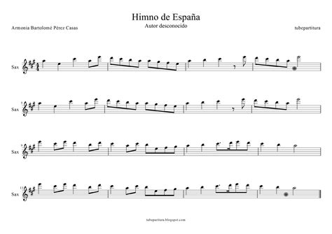 tubescore: Sheet music for Sax anthem of Spain. Spanish National Anthem ...