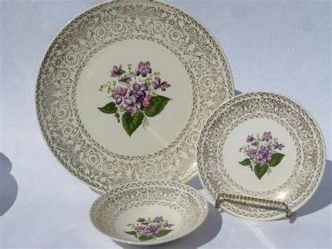 sweet violets vintage floral china dishes, large lot bowls & plates