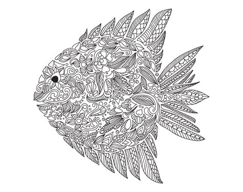 Zentangle fish - Zentangle Adult Coloring Pages - Page 2