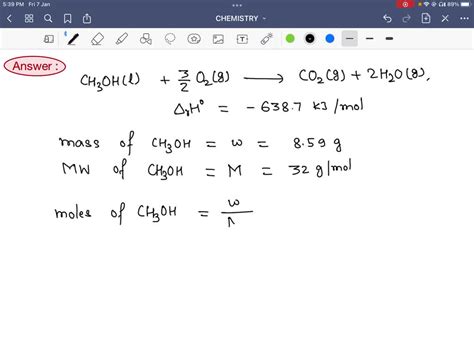 SOLVED: The thermochemical equation for the combustion of cthanol is: CHsOH () + 3 02(g) 2 COz(g ...