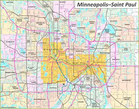 Twin Cities Map (Minneapolis–Saint Paul Map) - Ontheworldmap.com