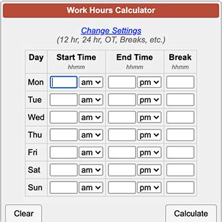 Work Hours Calculator