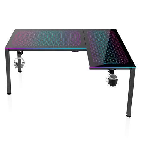 Buy EUREKA ERGONOMICMusic Sensing RGB LED Lights Glass Gaming Desk, 60 ...