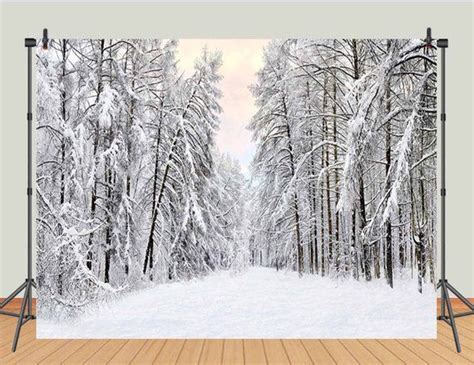 Winter Nature Scene Photography Backdrops Snow Covered Forest Trees ...