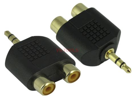 3.5mm Stereo Plug to Dual Two 2 Port RCA Female Adapter Y ...