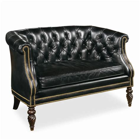 Century Leather Upholstery Button Tufted Leather Loveseat | Sprintz ...