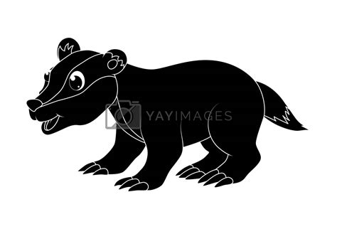 Cartoon badger silhouette isolated on white background by wektorygrafika Vectors & Illustrations ...