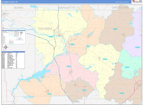 Columbia County, WI Wall Map Color Cast Style by MarketMAPS - MapSales.com