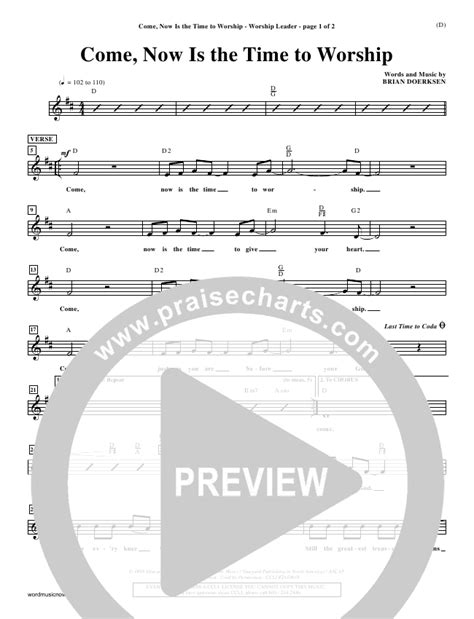 Come Now Is The Time to Worship Sheet Music PDF (Brian Doerksen) - PraiseCharts