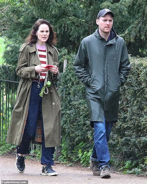 Michelle Dockery enjoys a low-key dog walk with her fiancé Jasper Waller-Bridge | Daily Mail Online