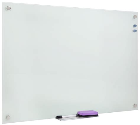 Mount-It! Magnetic Glass Dry Erase Board | Floating Wall Mounted Frameless Frosted with ...