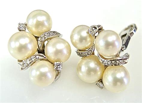 Vintage Pearl and Diamond Earrings