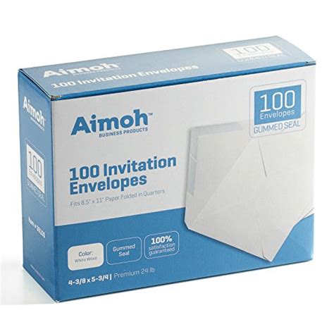 100 White A2 Invitation Envelopes - 4-3/8 X 5-3/4 Inches, 24 lb, White ...