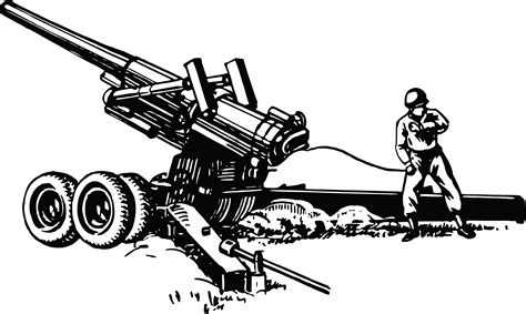 Free Clipart Of A Soldier operating artillery.