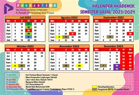 Kalender Akademik PAUD 2023/2024 TK KB TPA Bisa Edit - PAUD JATENG