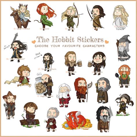 The Hobbit Stickers - Finally all the characters! by LonelyFullMoon on DeviantArt