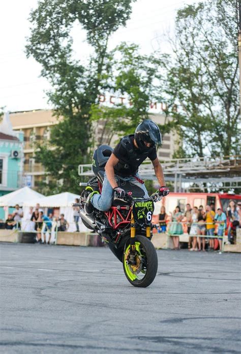 Stunt Rider on a Sport Bike ,on a Stunt Battle Editorial Stock Image ...