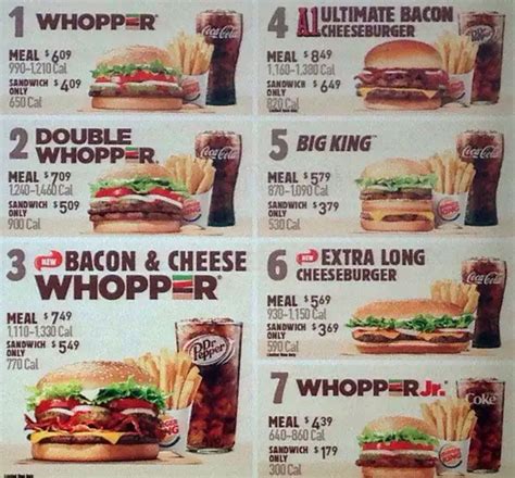 burger king menu